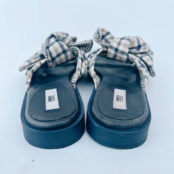 Miista London Valerie Plaid Tartan Bow Sandals Slides Flats Knot 38 Leather 7.5 - Picture 6 of 8